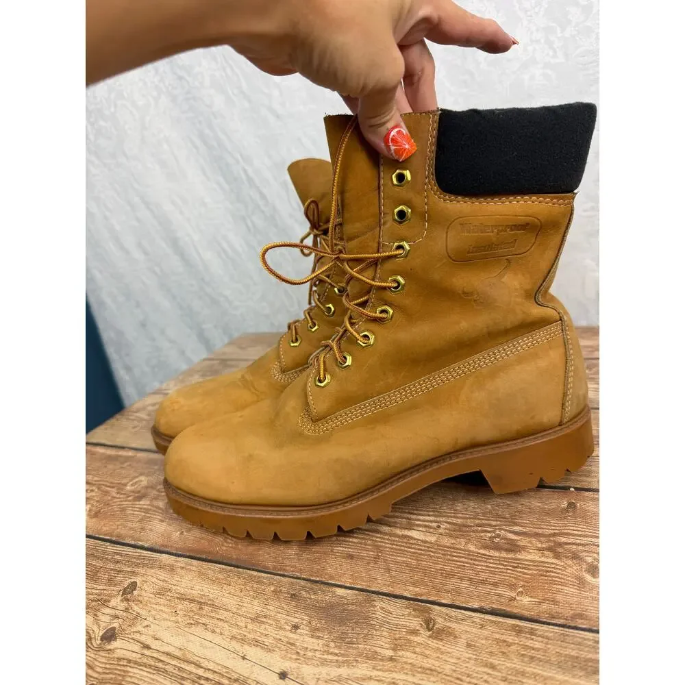Timberland Men's Brown Leather Work Boots Hiking Lug Sole Lace Up Size 9